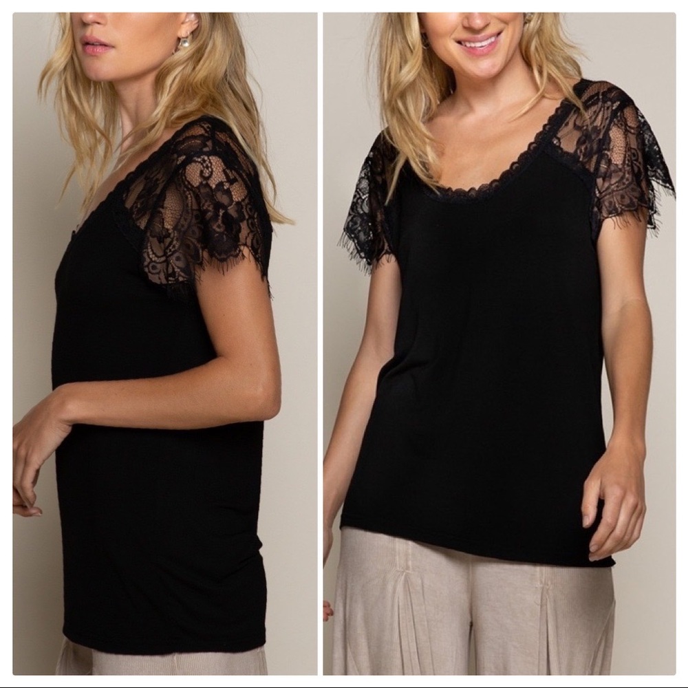 POL Sweetheart Scoop Neck Eyelash Tee - Picture 6 of 16